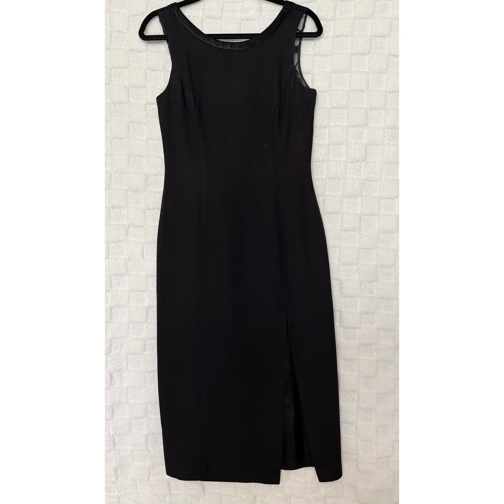 Donna Ricco New York Petite Black Sheath Dress Lace Open Back Embroidered Sz 8